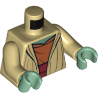 Torso Robe, Open, Dark Orange Shirt with Sash Print (Yoda), Tan Arms, Sand Green Hands Tan