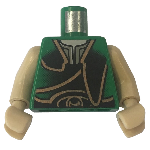 Torso Vest with Gold Trim Print (Gungan), Tan Arms and Hands Green