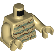 Torso Sweater with Sand Green Stripes and Dark Red Melting Lines Print, Tan Arms and Hands Beige