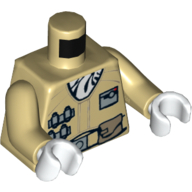 Torso Jacket with White Scarf and Tan Belt Print (Hoth Rebel), Tan Arms, White Hands Tan