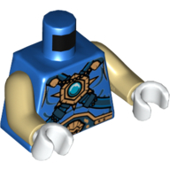 Torso Armour, Gold Belt and Chi Orb Print, Tan Arms, White Hands Blue