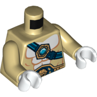 Torso Bare Chest with Body Lines, Dark Blue Belt and Chi Orb Print, Tan Arms, White Hands Tan