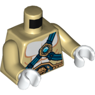 Torso Bare Chest with Body Lines, Dark Blue Belts and Chi Orb Print, Tan Arms, White Hands Beige