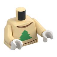 Torso, Sweater, Green Christmas Tree print, Tan Arms, White Hands Tan