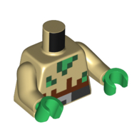 Torso Pixelated Dark Green and Green Squares, Belt print, Tan Arms, Green Hands Beige