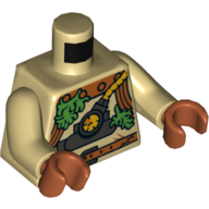 Torso Dive Suit, Dark Orange Collar with Rivets and Belt, Green Seaweed, Apparatus with Gauge Print, Tan Arms, Dark Orange Hands Tan