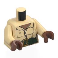 Torso Shirt, Medium Brown Chest, Dark Green Belt, Gold Belt Buckle print, Tan Arms, Medium Brown Hands Tan