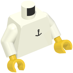 Oberkörper Bootsanker-Logo (bedruckt), weiße Arme, gelbe Hände Weiß