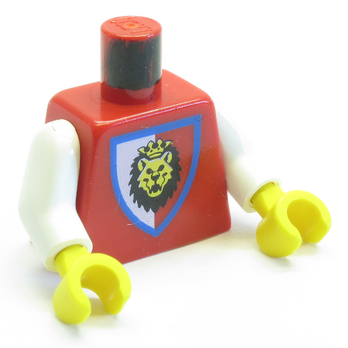 Torso Royal Knights Lion Head on Red/White Shield Print, White Arms, Yellow Hands Rot