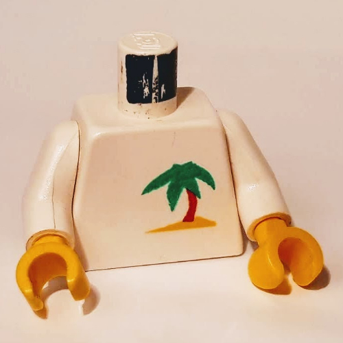 Torso Palm Tree Print, White Arms, Yellow Hands White