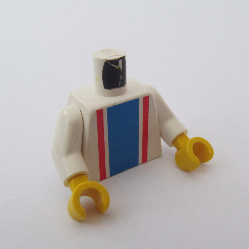 Torso Vertical Striped Blue and Red Print, White Arms, Yellow Hands Weiß