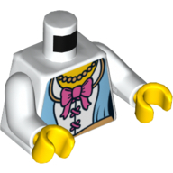 Torso Corset with Medium Blue Panels, Pink Bow, Pearl Necklace and Gold Belt Print (Princess), White Arms, Yellow Hands White