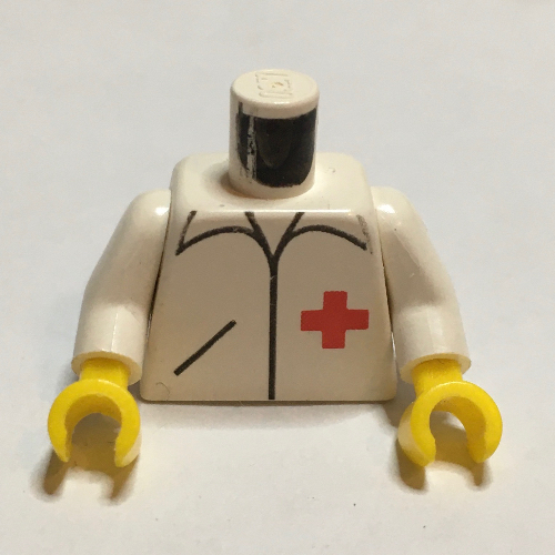 Torso Shirt with Red Cross and Pocket Print, White Arms, Yellow Hands White