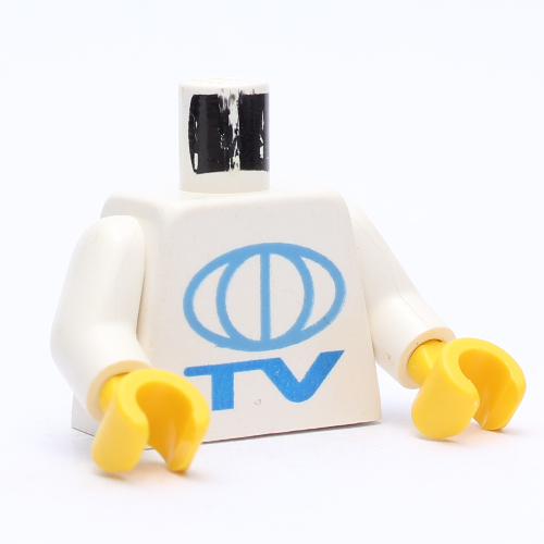 Torso TV Globe Big / Lego Soccer Logo on Back Print, White Arms, Yellow Hands Weiß