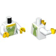 Torso, Lime Bow and Yellowish Green Underdress, Lime Bow on Back print, White Arms, Yellow Hands Weiß