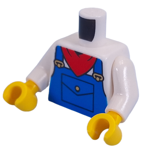 Torso, Blue Overall, Red Handkerchief print, White Arms, Yellow Hands Weiß