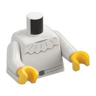 Torso, Ruffle, Dark Bluish Grey Belt, White Arms, Yellow Hands White