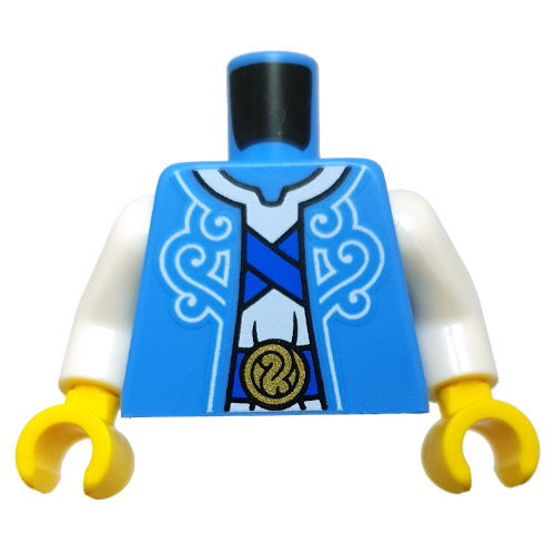 Torso Robe, White Tunic, Blue Trim, Belt, Gold Belt Buckle print, White Arms, Yellow Hands Mittelblau