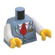 Torso, Suit Jacket, Red Ties, Name Badge, Papers in Pocket, White Shirt print, White Arms, Yellow Hands Sandblau