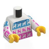 Torso Sweater, Dark Azure and Dark Pink Stripes, Cats print, White Arms, Yellow Hands White
