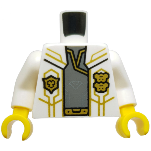 Torso Jacket, Gold Police Badges, Circuitry, Sand Blue Shirt print, White Arms, Yellow Hands White