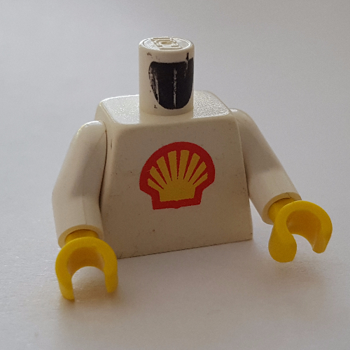 Torso Shell Logo Large Print, White Arms, Yellow Hands Weiß