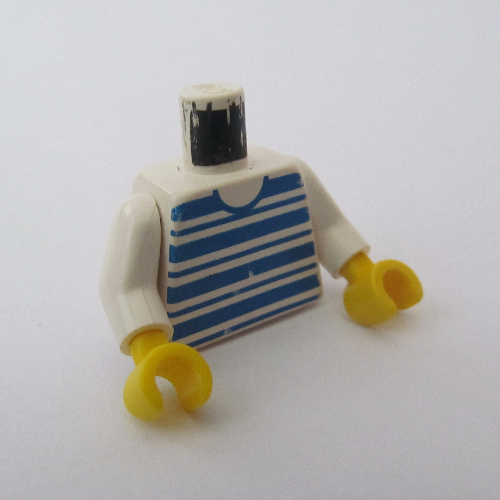 Torso Horizontal Blue Stripes Print, White Arms, Yellow Hands White