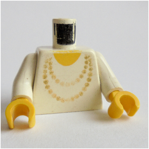 Torso Necklace Gold and Yellow Neck Print, White Arms, Yellow Hands Weiß