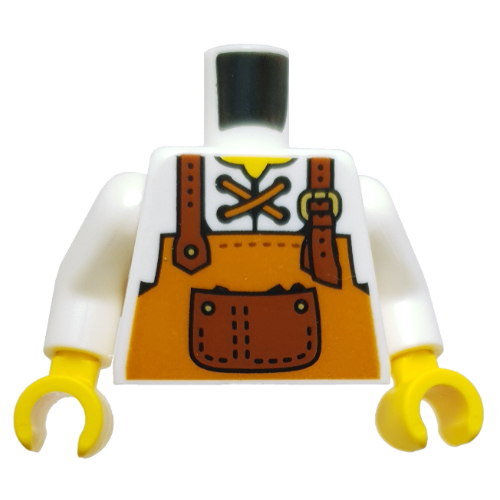 Torso, Dark Orange Apron, Reddish Brown Pocket, Straps, Nougat Laces print, White Arms, Yellow Hands White