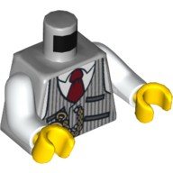 Torso Shirt with Pinstriped Vest, Red Tie and Pocket Watch, Plain Back Print, White Arms, Yellow Hands Light Bluish Gray