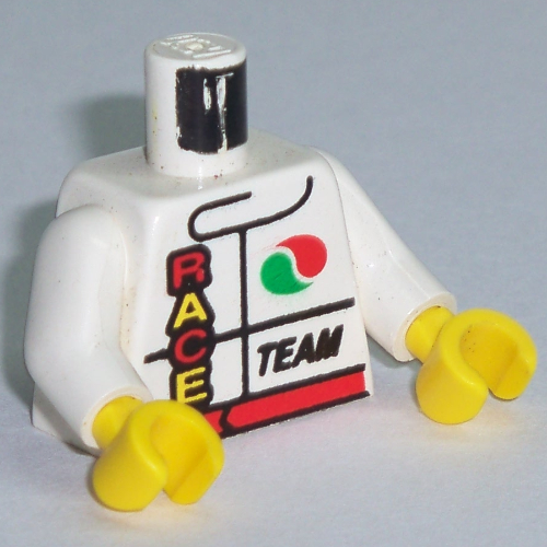Torso Racing Jacket with Octan Logo and 'Race' and 'Team' Print, White Arms, Yellow Hands Weiß