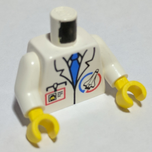 Torso Jacket with Launch Command Logo, Blue Tie and ID Badge Print, White Arms, Yellow Hands Weiß