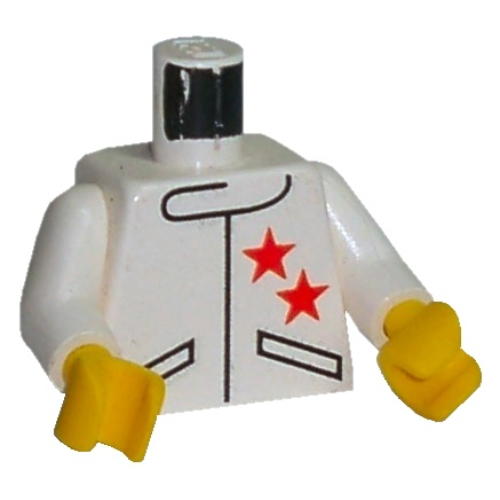 Torso Racing Jacket with Two Stars Jacket Print, White Arms, Yellow Hands White