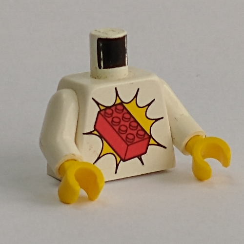 Torso Red 2 × 4 Brick Print, White Arms, Yellow Hands White