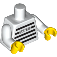 Torso Prison Shirt, with Stripes, '23768' Print, White Arms, Yellow Hands Weiß