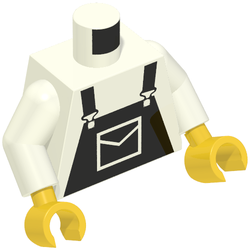 Torso Overalls Black Print, White Arms, Yellow Hands White