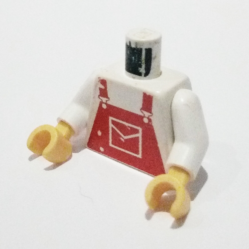 Torso Overalls / Dungarees, Red Print, White Arms, Yellow Hands White