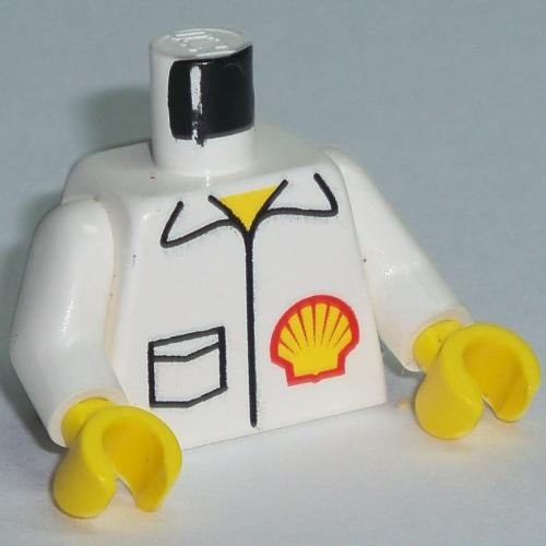 Torso Jacket with Shell Logo and Pocket Print, White Arms, Yellow Hands White