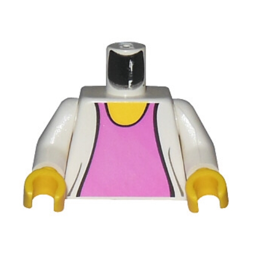 Torso Sweater over Dark Pink Top Print (Mary Jane), White Arms, Yellow Hands Weiß