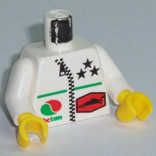 Torso Octan Logo and 3 Stars and Zipper Print, White Arms, Yellow Hands White