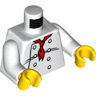 Torso Chef with 8 Buttons, Long Red Neckerchief / '2012 The LEGO Store Victor, NY' Back Print, White Arms, Yellow Hands White