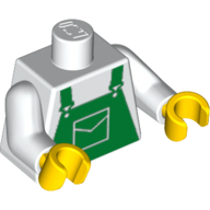 Torso Overalls Green Print, White Arms, Yellow Hands Weiß