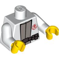 Torso Robe, Red Symbol, Light Bluish Gray Undershirt and Black Belt Print, White Arms, Yellow Hands White