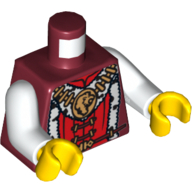 Torso Lion Head Medallion and Fur Trim Print, White Arms, Yellow Hands Dunkelrot