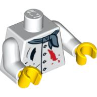 Torso Painter's Smock with Buttons, Scarf and Paint Spots Print, White Arms, Yellow Hands White