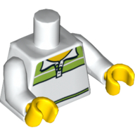 Torso Tennis Polo Shirt with Lime Print, White Arms, Yellow Hands White