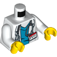 Torso Hospital Lab Coat, Dark Azure Scrubs, ID Badge and Stethoscope Print, White Arms, Yellow Hands in 