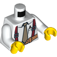 Torso Shirt with Tan Tie, Red Suspenders, Brown Belt with Pocket with Ruler Print, White Arms, Yellow Hands White
