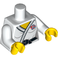 Torso Judo Kimono with Black Belt and Team GB Logo Print, White Arms, Yellow Hands Weiß