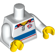 Torso Polo Shirt with Red and Blue Stripes and Team GB Logo Print, White Arms, Yellow Hands White